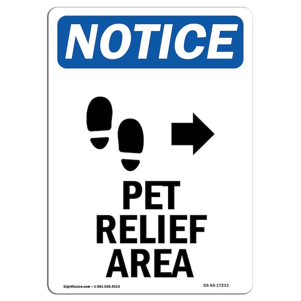 Sign, 5" H, Pet Relief Area (Right Sign With Symbol, Portrait, NS-D-35-V-17233-10PK
